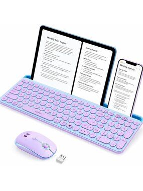 Dual Connection Bluetooth USB Keyboard Mouse Combo for iPad Tablet Laptop PC